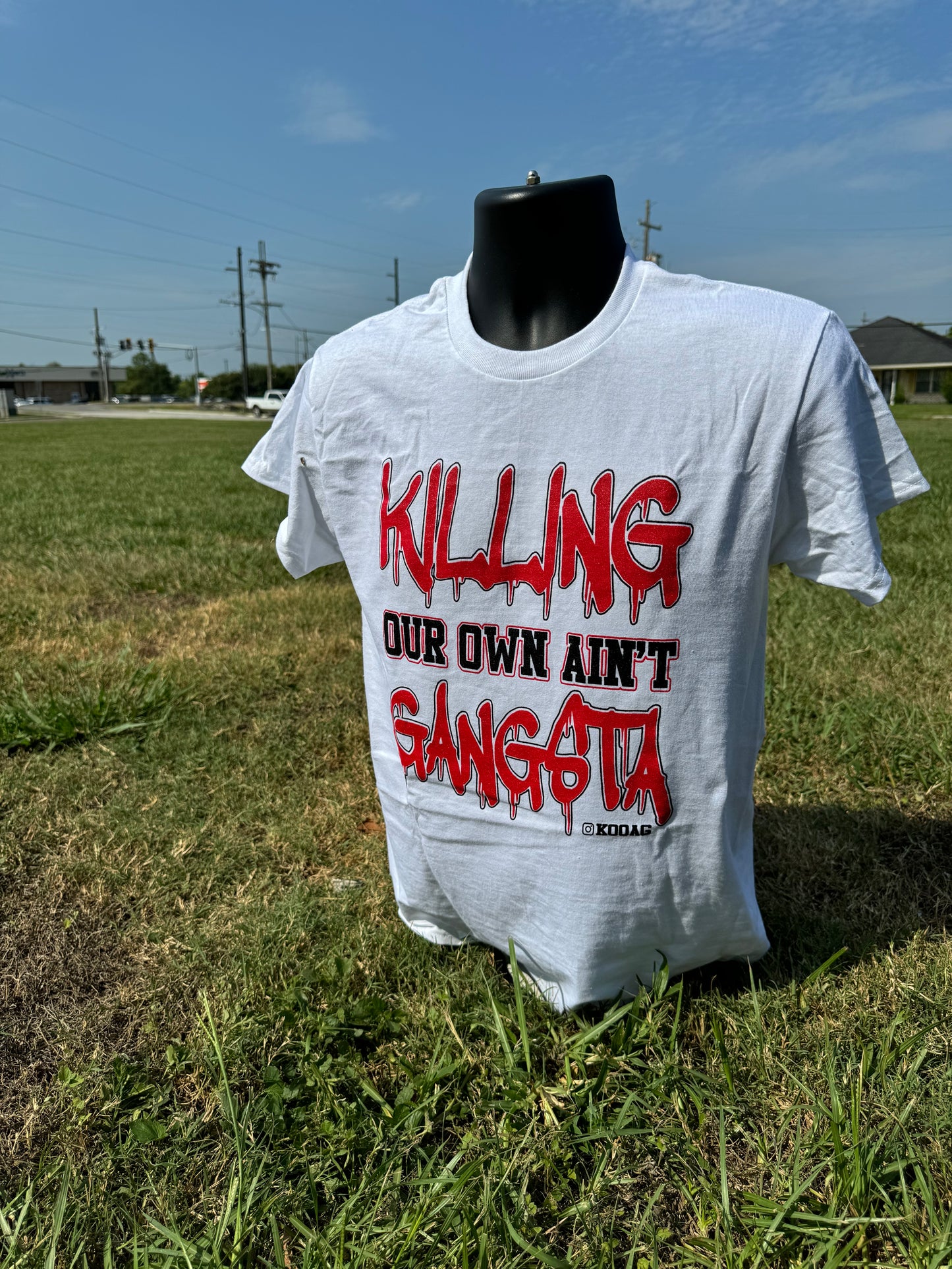 White Shirt Red Letters