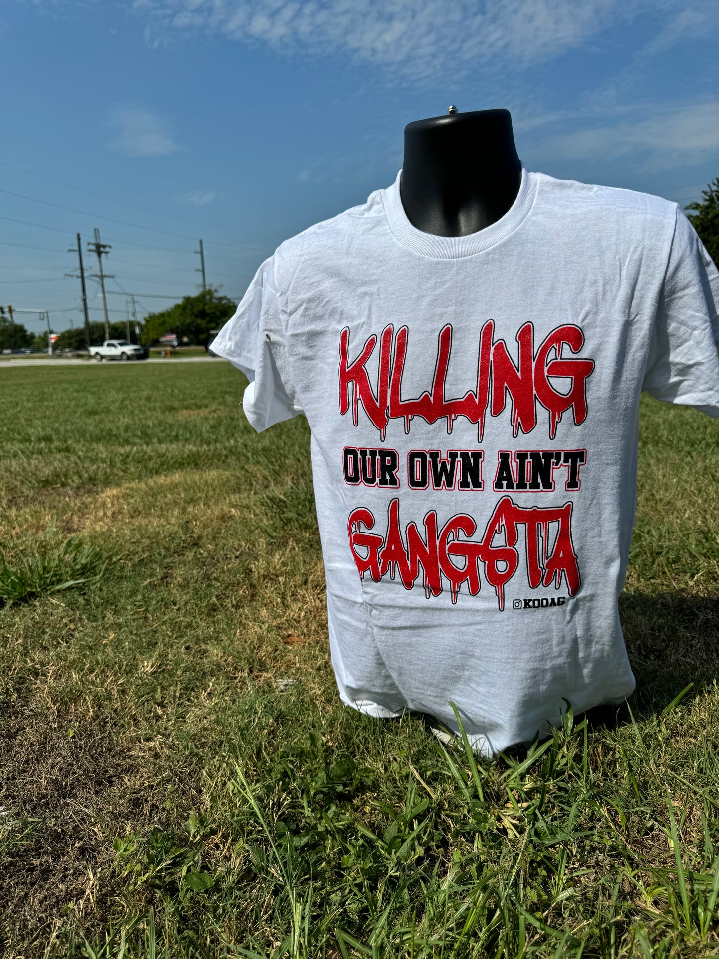 White Shirt Red Letters