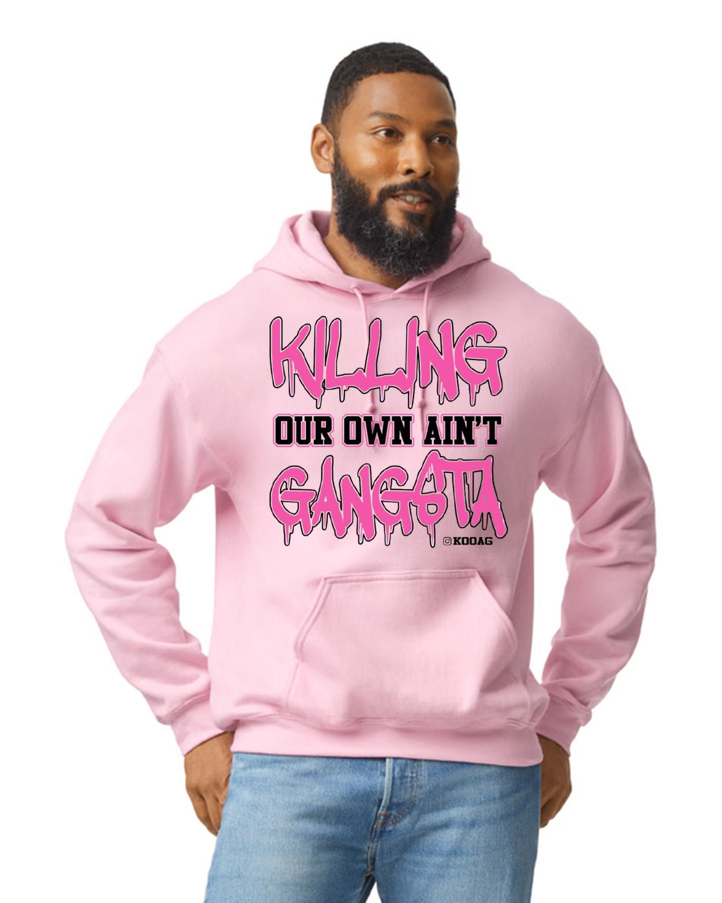 Pink Hoodie With Pink And Black Lettering