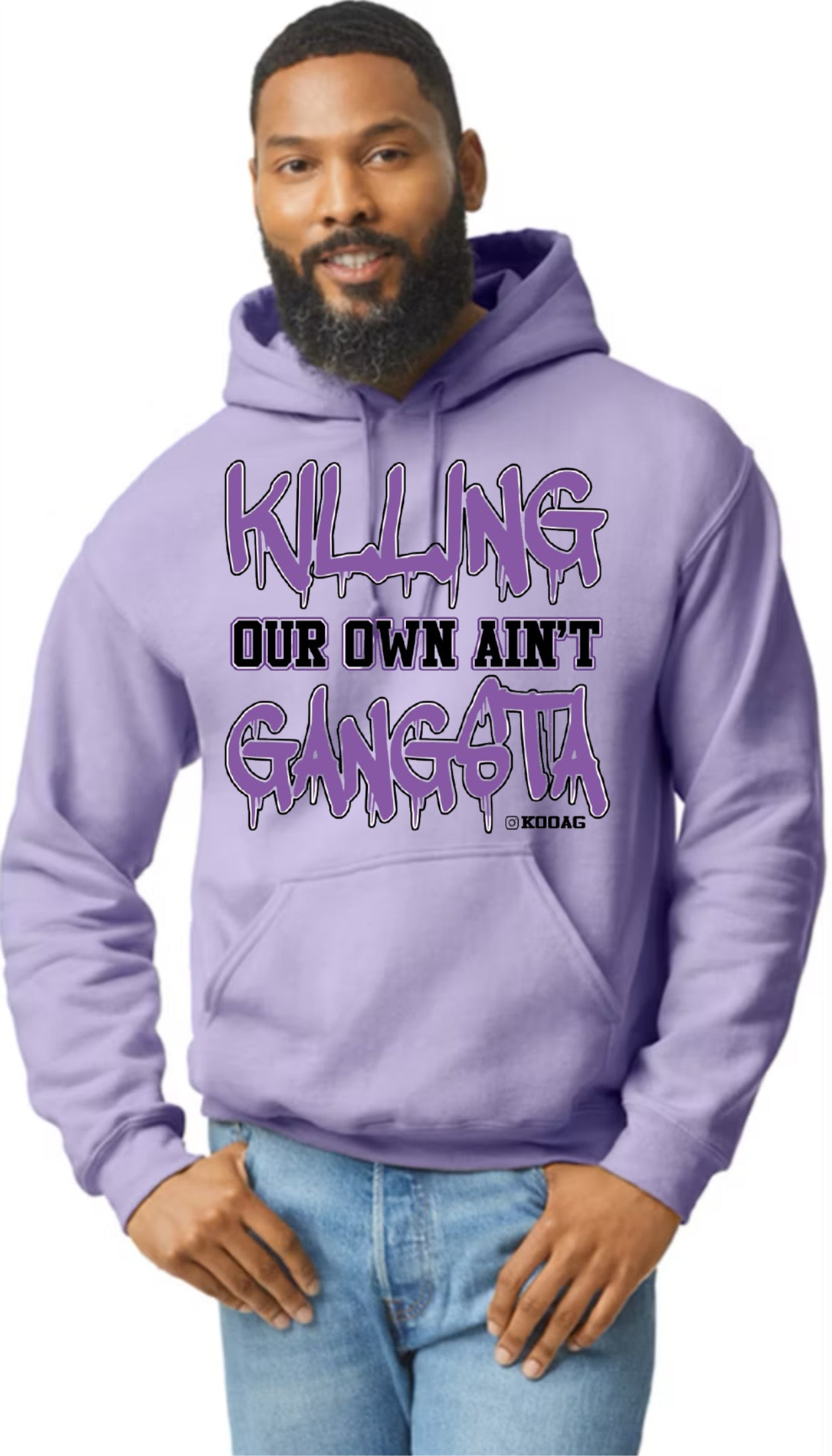 Orchid Hoodie With Purple And Black Lettering