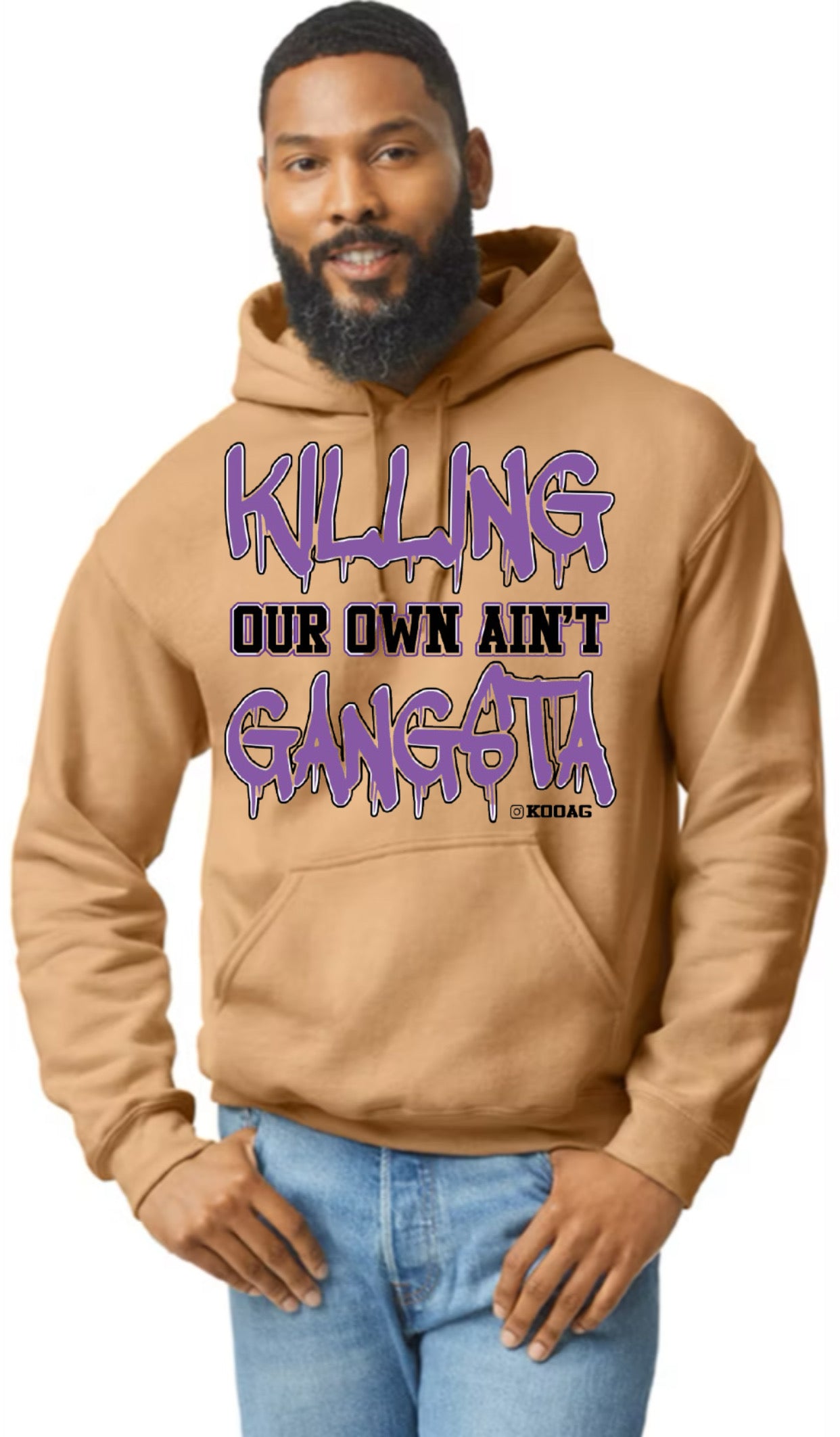 Old Gold With Purple And Black Lettering