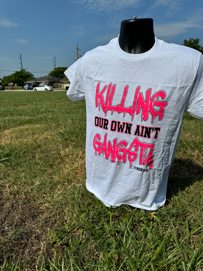 White Shirt Pink Letters