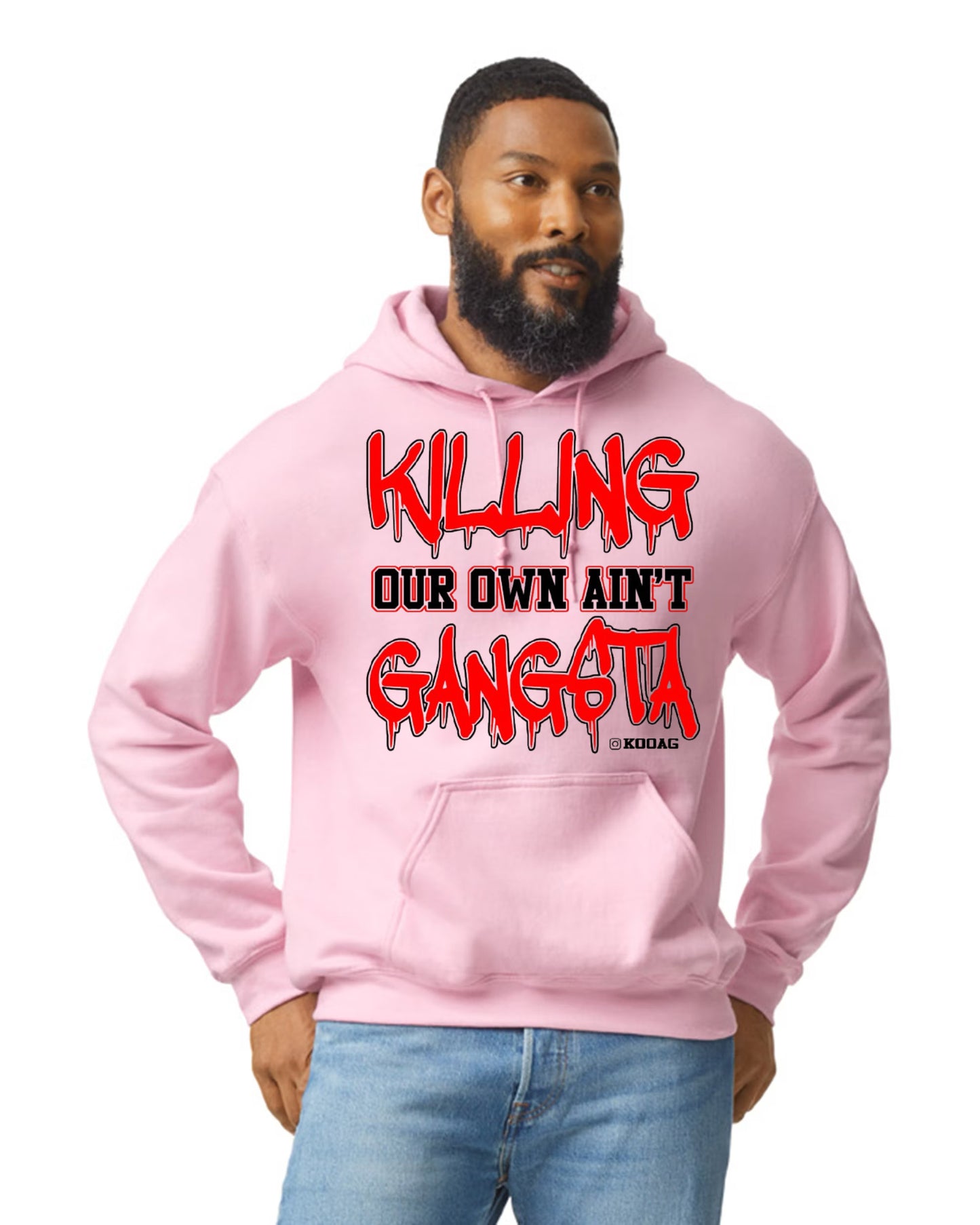 Pink Hoodie Red And Black Lettering